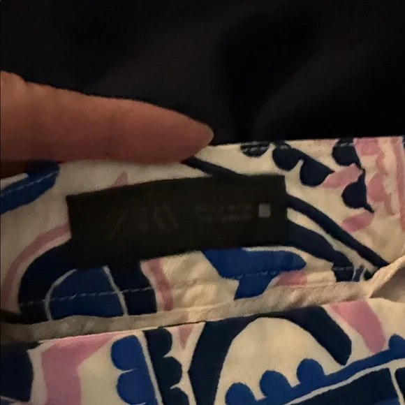 Zara Blue and Pink Patterned Wide Leg Pants - Picture 2 of 6